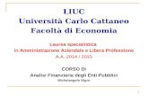 1 LIUC Università Carlo Cattaneo Facoltà di Economia Laurea specialistica in Amministrazione Aziendale e Libera Professione A.A. 2014 / 2015 CORSO DI Analisi.
