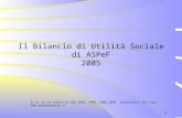 1 Il Bilancio di Utilità Sociale di ASPeF 2005 N. B. si fa rinvio ai BUS 2001, 2002, 2003,2004 disponibili sul sito .
