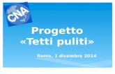 Progetto «Tetti puliti» Roma, 1 dicembre 2014. Iniziativa volta alla incentivazione della installazione di impianti di antenna centralizzati sugli edifici.