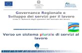 Governance Regionale e Sviluppo dei servizi per il lavoro Linea 2. Network degli operatori del mercato del lavoro Verso un sistema plurale di servizi al.
