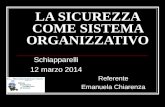 LA SICUREZZA COME SISTEMA ORGANIZZATIVO Schiapparelli 12 marzo 2014 Referente Emanuela Chiarenza.
