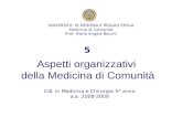 UNIVERSITA’ DI MODENA E REGGIO EMILIA Medicina di Comunità Prof. Maria Angela Becchi Aspetti organizzativi della Medicina di Comunità CdL in Medicina e.