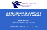 LA FORMAZIONE IN LOGISTICA E TRASPORTO: IL CASO PIACENZA Monica Patelli Responsabile Sede ITL di Piacenza INTERPORTO d’ABRUZZO - 27 novembre 2014.
