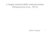 1 I cinque assiomi della comunicazione (Watzlawick et al., 1971) Fabio Granata