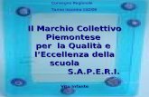 Convegno Regionale Torino Incontra 15/2/08 Il Marchio Collettivo Piemontese per la Qualità e l’Eccellenza della scuola S.A.P.E.R.I. S.A.P.E.R.I. Vito Infante.