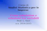 Corso di Analisi Statistica per le Imprese Cross tabulation e relazioni tra variabili Prof. L. Neri a.a. 2014-2015 1.