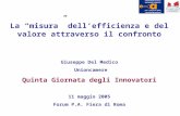 La “misura” dell’efficienza e del valore attraverso il confronto Giuseppe Del Medico Unioncamere Quinta Giornata degli Innovatori 11 maggio 2005 Forum.