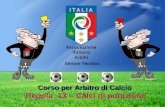 Corso per Arbitro di Calcio Corso per Arbitro di Calcio Regola 13 – Calci di punizione Settore Tecnico.