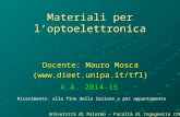 Materiali per l’optoelettronica Docente: Mauro Mosca ( Ricevimento: alla fine della lezione o per appuntamento Università di Palermo.