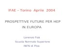 IFAE – Torino Aprile 2004 PROSPETTIVE FUTURE PER HEP IN EUROPA Lorenzo Foà Scuola Normale Superiore INFN di Pisa.