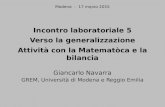 Incontro laboratoriale 5 Verso la generalizzazione Attività con la Matematòca e la bilancia Giancarlo Navarra GREM, Università di Modena e Reggio Emilia.