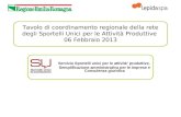 Tavolo di coordinamento regionale della rete degli Sportelli Unici per le Attività Produttive 06 Febbraio 2013 Servizio Sportelli unici per le attività’