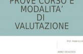PROVE CORSO E MODALITA’ DI VALUTAZIONE Prof. Federico Batini ANNO 2014/2015.