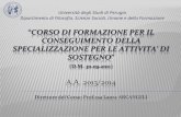 Università degli Studi di Perugia Dipartimento di Filosofia, Scienze Sociali, Umane e della Formazione.