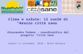 1 Clima e salute: il ruolo di “Arezzo città sana” Alessandra Pedone - coordinatrice del progetto “Città Sane” Sabato 11 settembre 2010 - Hotel Minerva.