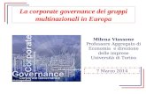 La corporate governance dei gruppi multinazionali in Europa Milena Viassone Professore Aggregato di Economia e direzione delle imprese Università di Torino.