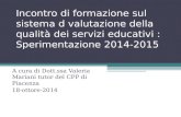 Incontro di formazione sul sistema d valutazione della qualità dei servizi educativi : Sperimentazione 2014-2015 A cura di Dott.ssa Valeria Mariani tutor.