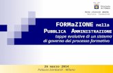 FORMaZIONE nella P UBBLICA A MMINISTRAZIONE tappe evolutive di un sistema di governo del processo formativo 26 marzo 2014 Palazzo Isimbardi - Milano Area.