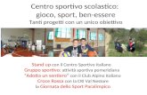 Centro sportivo scolastico: gioco, sport, ben-essere Tanti progetti con un unico obiettivo Stand up con il Centro Sportivo Italiano Gruppo sportivo : attività.