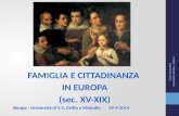 FAMIGLIA E CITTADINANZA IN EUROPA (sec. XV-XIX) Skopje - Università di S.S. Cirillo e Metodio 29-9-2014 Cinzia Cremonini Università Cattolica - Milano.