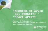 INCONTRO di AVVIO dei PROGETTI “SPAZI APERTI” Milano, 7 febbraio 2011 Prof. Paolo Pileri – DIAP Politecnico per Fondazione Cariplo.