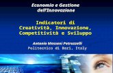 Antonio Messeni Petruzzelli Politecnico di Bari, Italy Economia e Gestione dell’Innovazione Indicatori di Creatività, Innovazione, Competitività e Sviluppo.