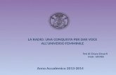 LA RADIO: UNA CONQUISTA PER DAR VOCE ALL’UNIVERSO FEMMINILE Anno Accademico 2013-2014 Tesi di Chiara Decarli Matr. 365982.