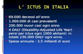 L’ ICTUS IN ITALIA  69.000 decessi all’anno  1.000.000 di casi prevalenti  200.000 nuovi casi ogni anno  4 DALY (Disability-Adjusted Life Year) persi.
