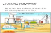 Nel 2010 in Italia sono stati prodotti 5.876 GW di energia elettrica da fonte geotermica.