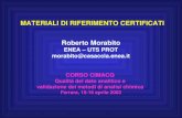 MATERIALI DI RIFERIMENTO CERTIFICATI Roberto Morabito ENEA – UTS PROT morabito@casaccia.enea.it CORSO CIMACQ Qualità del dato analitico e validazione dei.