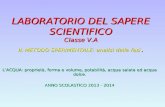 LABORATORIO DEL SAPERE SCIENTIFICO Classe V.A IL METODO SPERIMENTALE: analisi delle fasi. L’ACQUA: proprietà, forma e volume, potabilità, acqua salata.