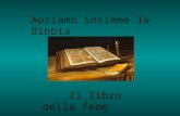 Il libro della fede Apriamo insieme la Bibbia. BIBBIA è un termine di origine greca che significa LIBRO. Si presenta come una grande biblioteca i cui.