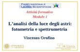 L’analisi della luce degli astri: fotometria e spettrometria Vincenzo Orofino Attività formativa Modulo 1.