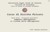 11 Università degli Studi di Salerno Facoltà di Economia Corso di Laurea in Economia Aziendale Prof. Daniela Valentino Corso di Diritto Privato Parte terza.