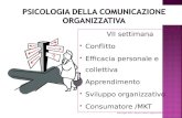 VII settimana  Conflitto  Efficacia personale e collettiva  Apprendimento  Sviluppo organizzativo  Consumatore /MKT Psicologia della comunicazione.