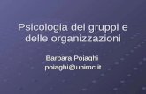Psicologia dei gruppi e delle organizzazioni Barbara Pojaghi poiaghi@unimc.it.