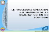 LE PROCEDURE OPERATIVE NEL MANUALE DELLA QUALITA’ UNI EN ISO 9004:2009.