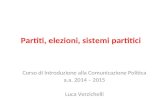 Partiti, elezioni, sistemi partitici Corso di Introduzione alla Comunicazione Politica a.a. 2014 – 2015 Luca Verzichelli.