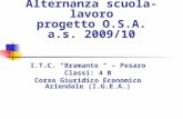 Alternanza scuola-lavoro progetto O.S.A. a.s. 2009/10 I.T.C. “Bramante “ – Pesaro Classi: 4 B Corso Giuridico Economico Aziendale (I.G.E.A.)