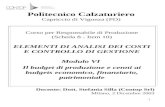 1 Politecnico Calzaturiero Capriccio di Vigonza (PD) Corso per Responsabile di Produzione (Scheda 8 - Item 10) ELEMENTI DI ANALISI DEI COSTI E CONTROLLO.