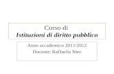 Corso di Istituzioni di diritto pubblico Anno accademico 2011/2012 Docente: Raffaella Niro.