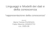 Linguaggi e Modelli dei dati e della conoscenza “rappresentazione della conoscenza” docenti Maria Teresa PAZIENZA Fabio Masimo ZANZOTTO a.a. 2005-06.