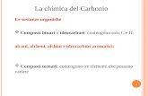 1 La chimica del Carbonio Le sostanze organiche  Composti binari o idrocarburi: contengono solo C e H: alcani, alcheni, alchini e idrocarburi aromatici;
