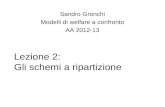 Lezione 2: Gli schemi a ripartizione Sandro Gronchi Modelli di welfare a confronto AA 2012-13.