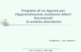 Progetto di un Agente per l’Apprendimento mediante Alberi Decisionali in ambito distribuito Studente: Luca Monaco Anno Accademico 2003-2004.