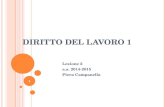 DIRITTO DEL LAVORO 1 Lezione 2 a.a. 2014-2015 Piera Campanella 1.