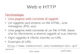 Terminologia Una pagina web consiste di oggetti Un oggetto può essere un file HTML, una immagine JPG, ecc. Una pagina web consiste di un file HTML base.