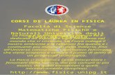 CORSI DI LAUREA IN FISICA Facoltà di Scienze Matematiche Fisiche e Naturali Università degli Studi di Perugia La Fisica è la Filosofia della Natura ed.