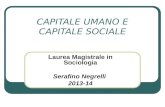 CAPITALE UMANO E CAPITALE SOCIALE Laurea Magistrale in Sociologia Serafino Negrelli 2013-14.