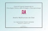 1 Corso di Laurea magistrale in Psicologia Clinica, dello Sviluppo e Neuropsicologia Esame di Analisi Multivariata dei Dati La regressione lineare multipla.